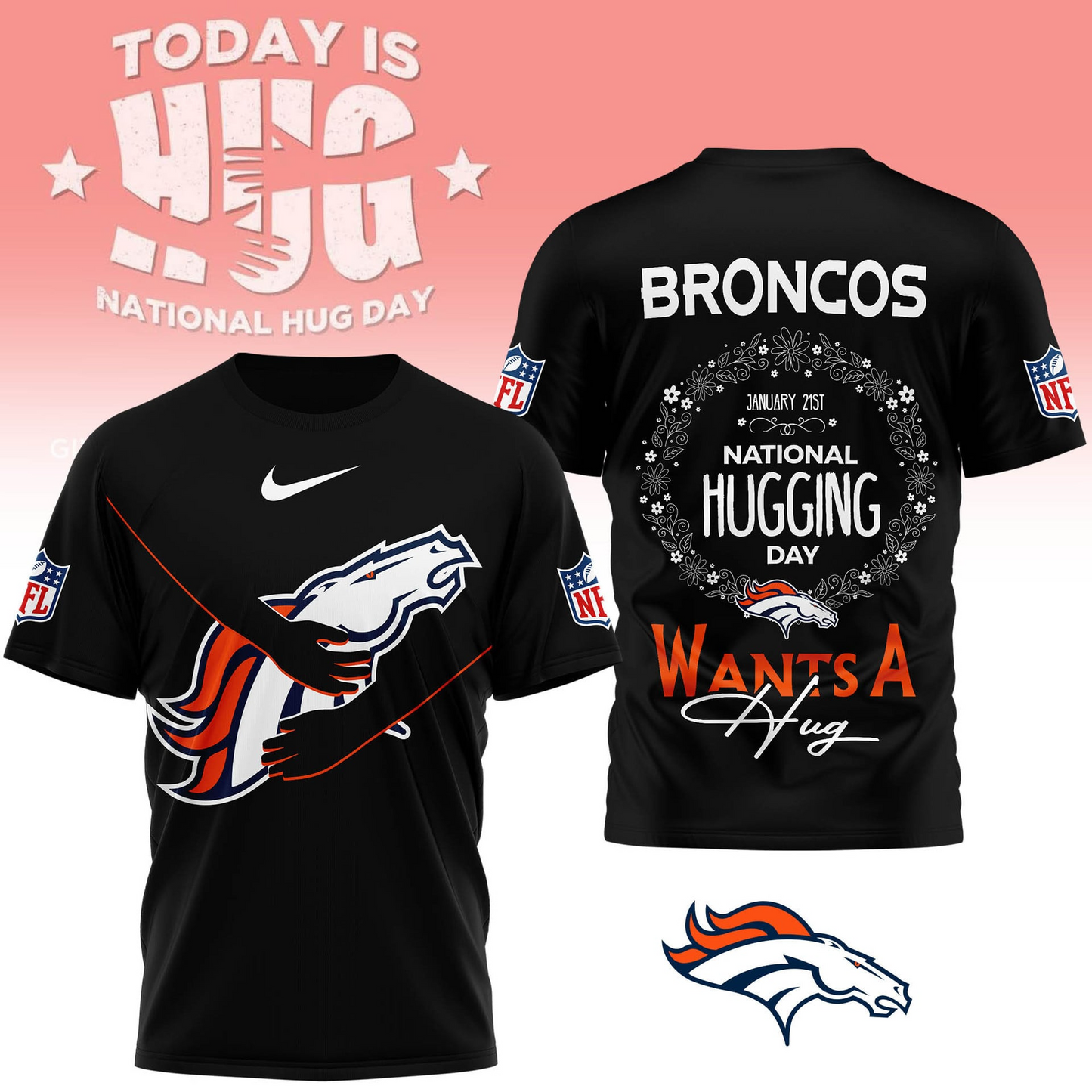 DB Premium NFL National Hugging Day 3D Shirt DDT NTL