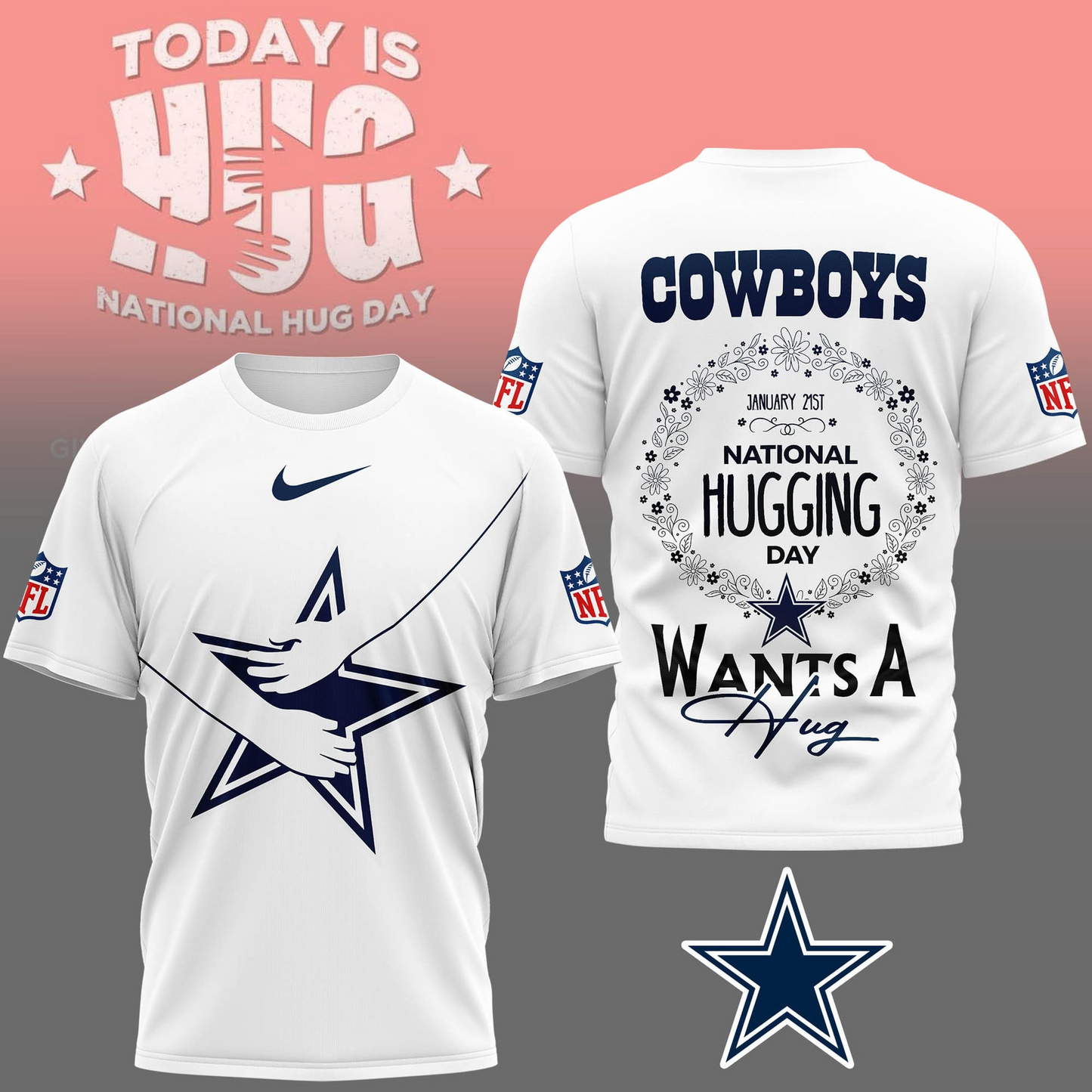 DC Premium NFL National Hugging Day 3D Shirt DDT NTL