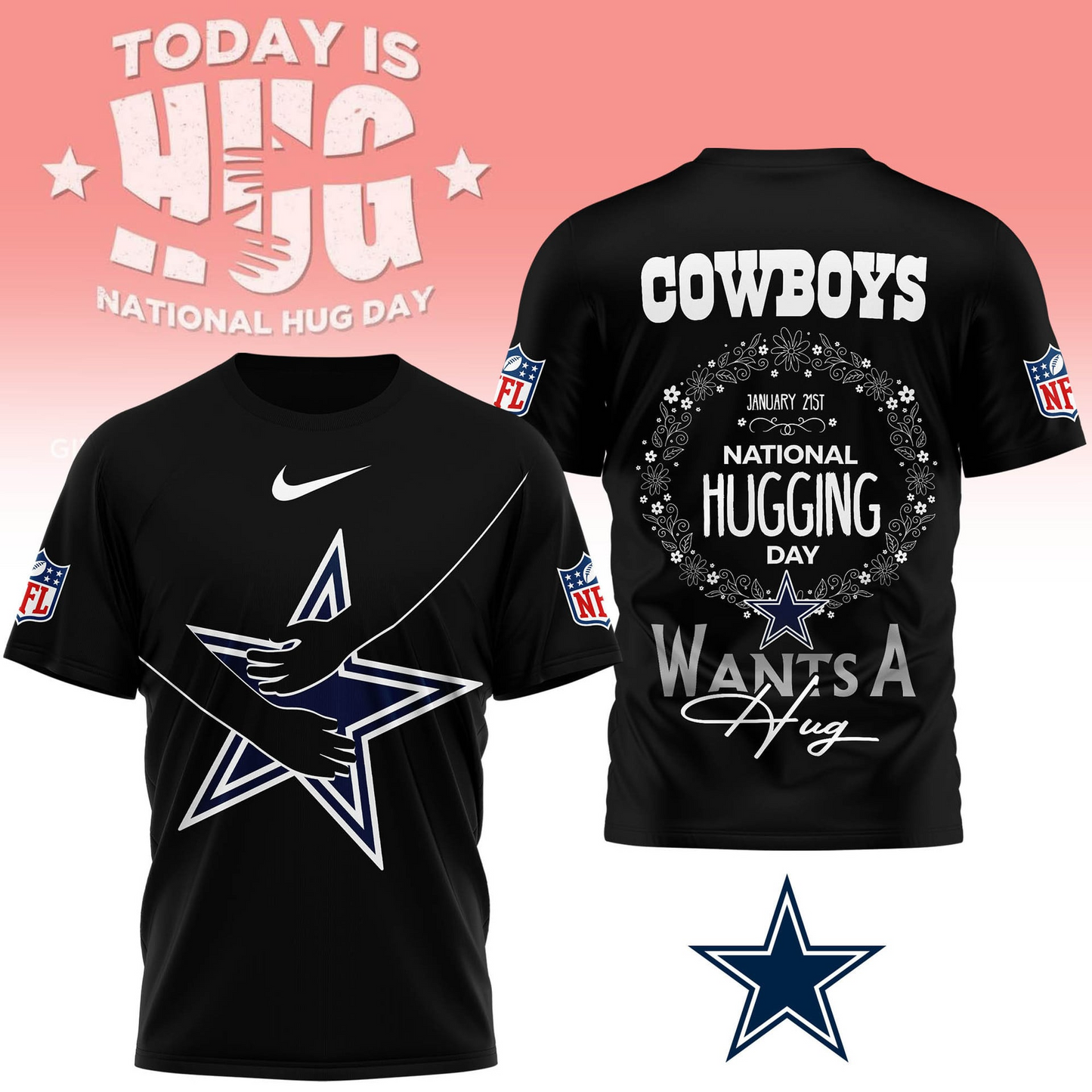 DC Premium NFL National Hugging Day 3D Shirt DDT NTL