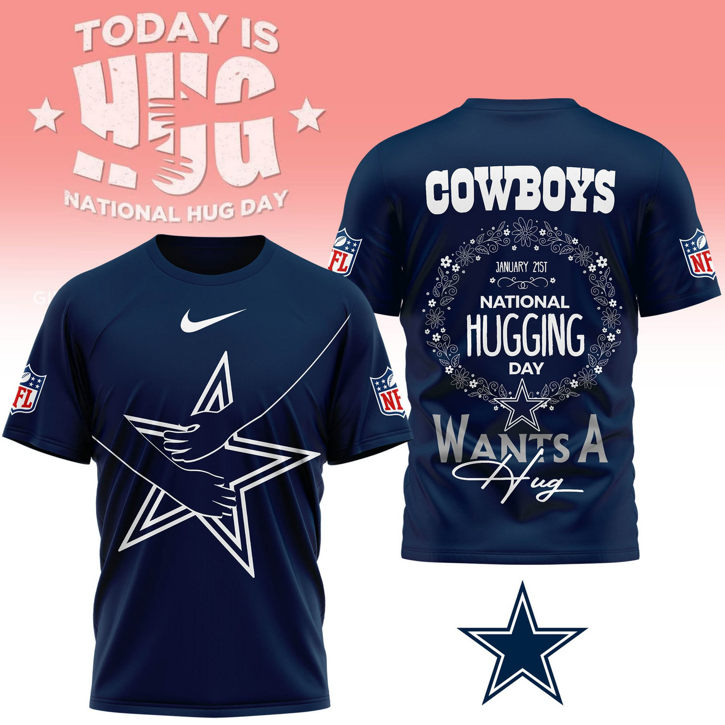 DC Premium NFL National Hugging Day 3D Shirt DDT NTL