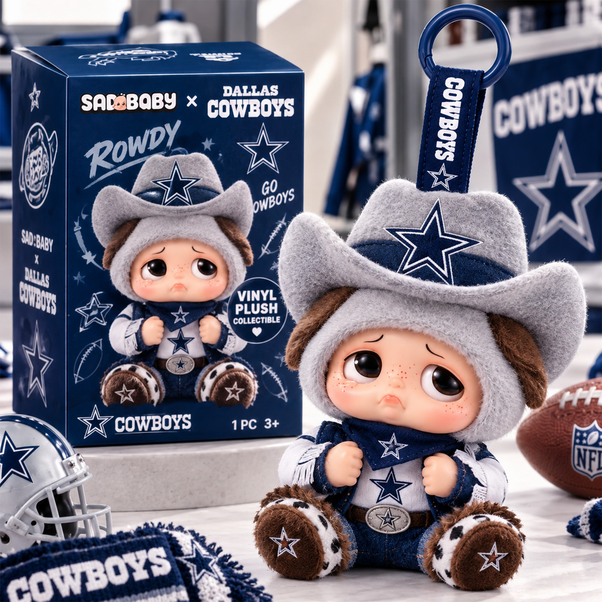 DC x NFL Sad Baby Custom Vinyl Plush Keychain