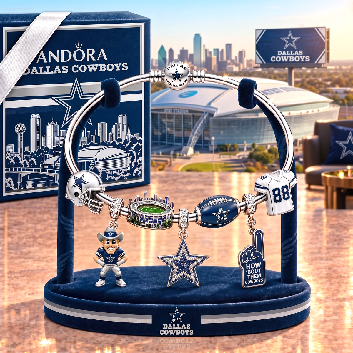DC x Personalized NFL Pandora Style Charm Bracelet Gift Set 1409