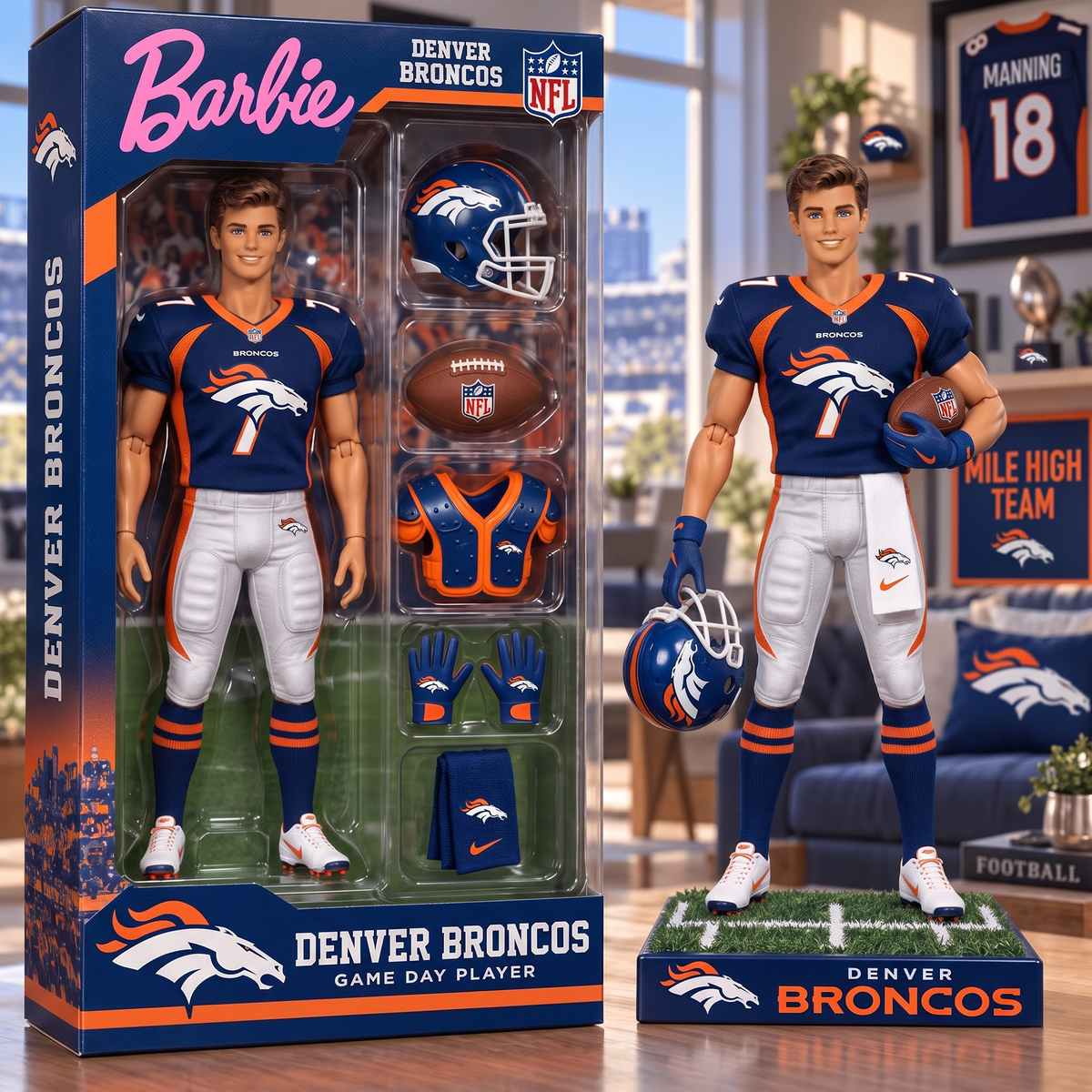 DEN X Personalized NFL Ken Doll Action Figure Box Set