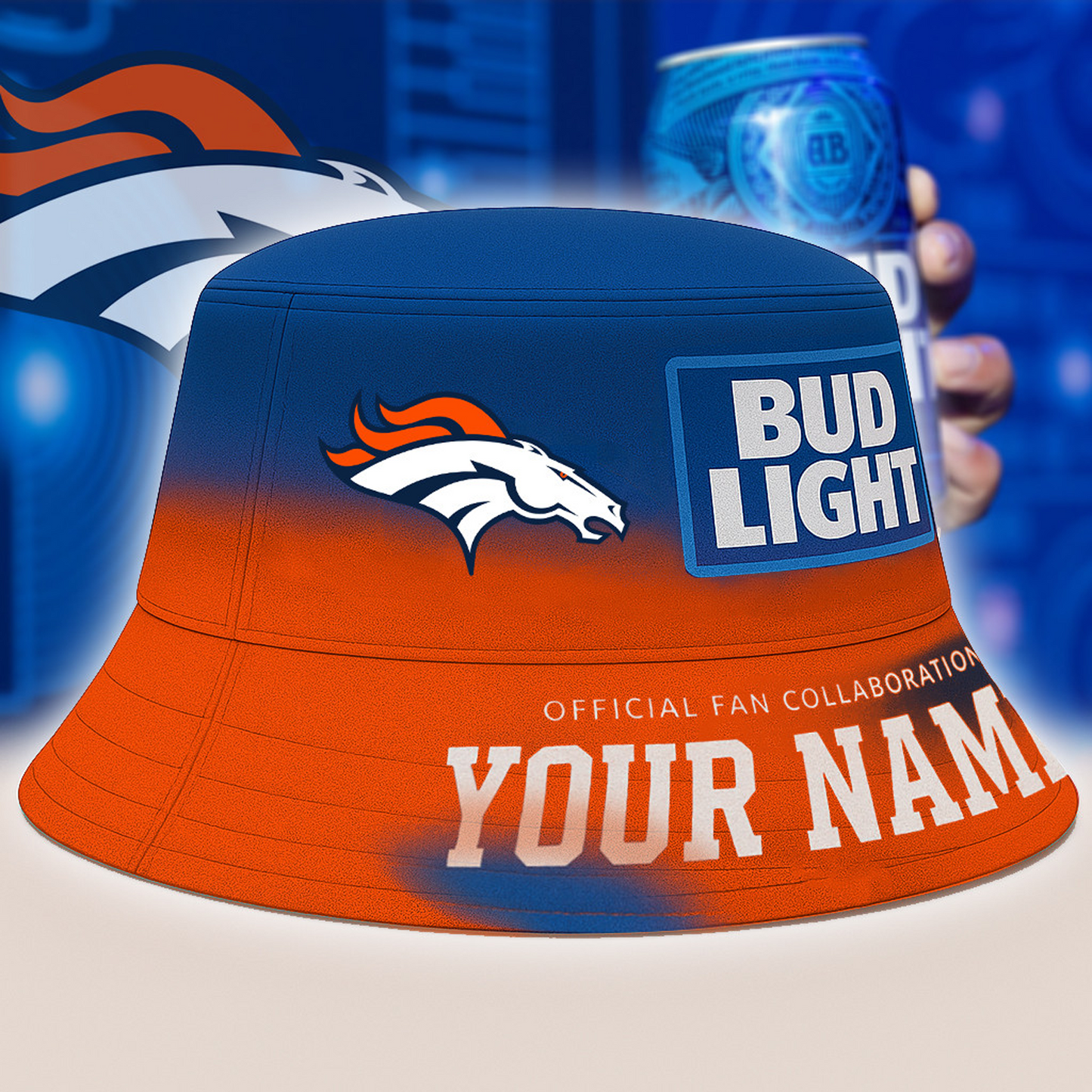 DEN x NFL Bud Light Personalized Bucket Hat DATND TANTD