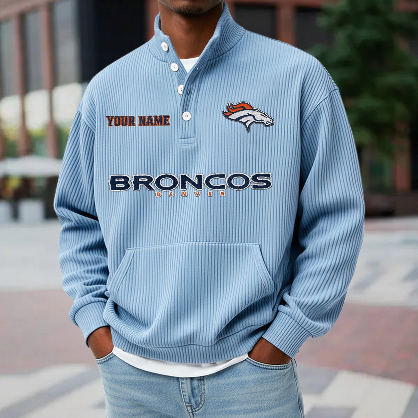 DEN x NFL Waffle High Neck Long Sleeved Sweatshirt DATND TANTD 221125