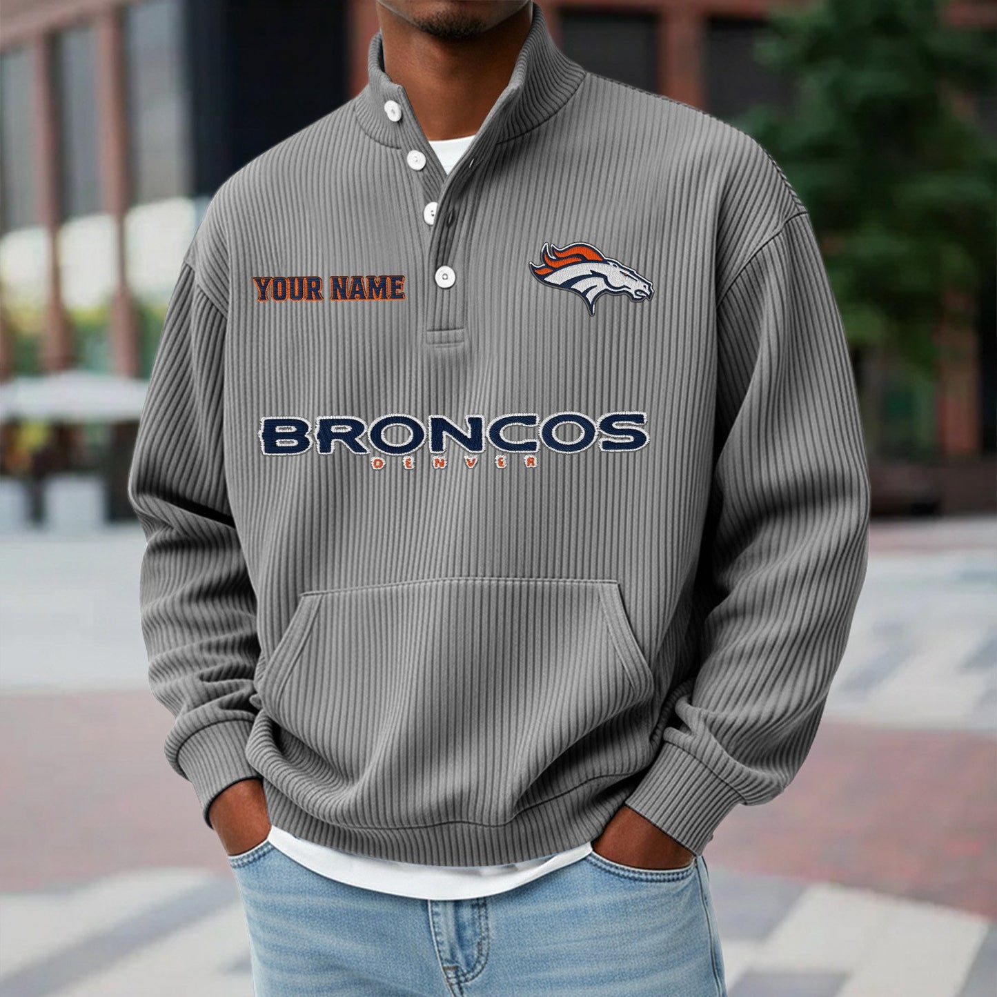 DEN x NFL Waffle High Neck Long Sleeved Sweatshirt DATND TANTD 221125