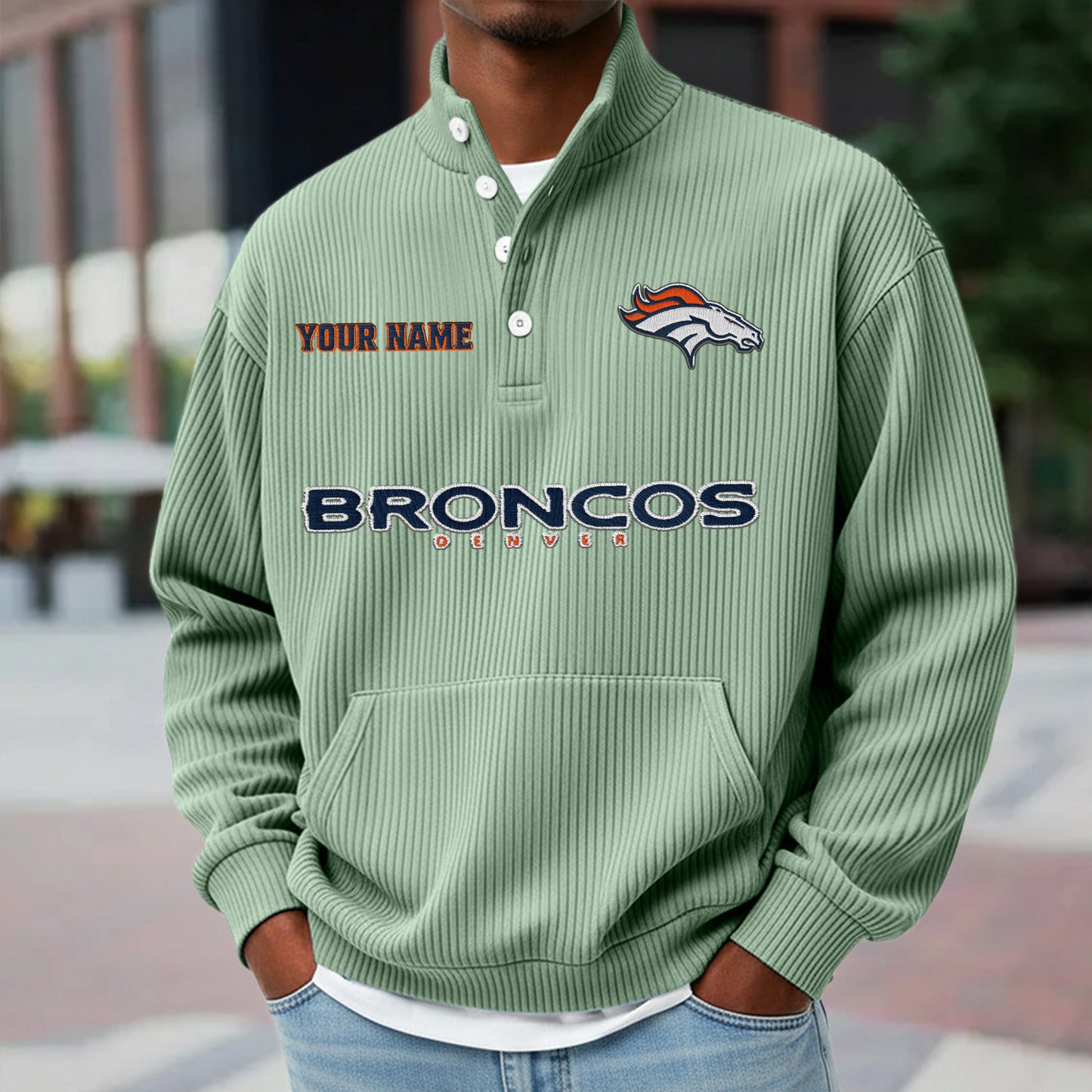 DEN x NFL Waffle High Neck Long Sleeved Sweatshirt DATND TANTD 221125