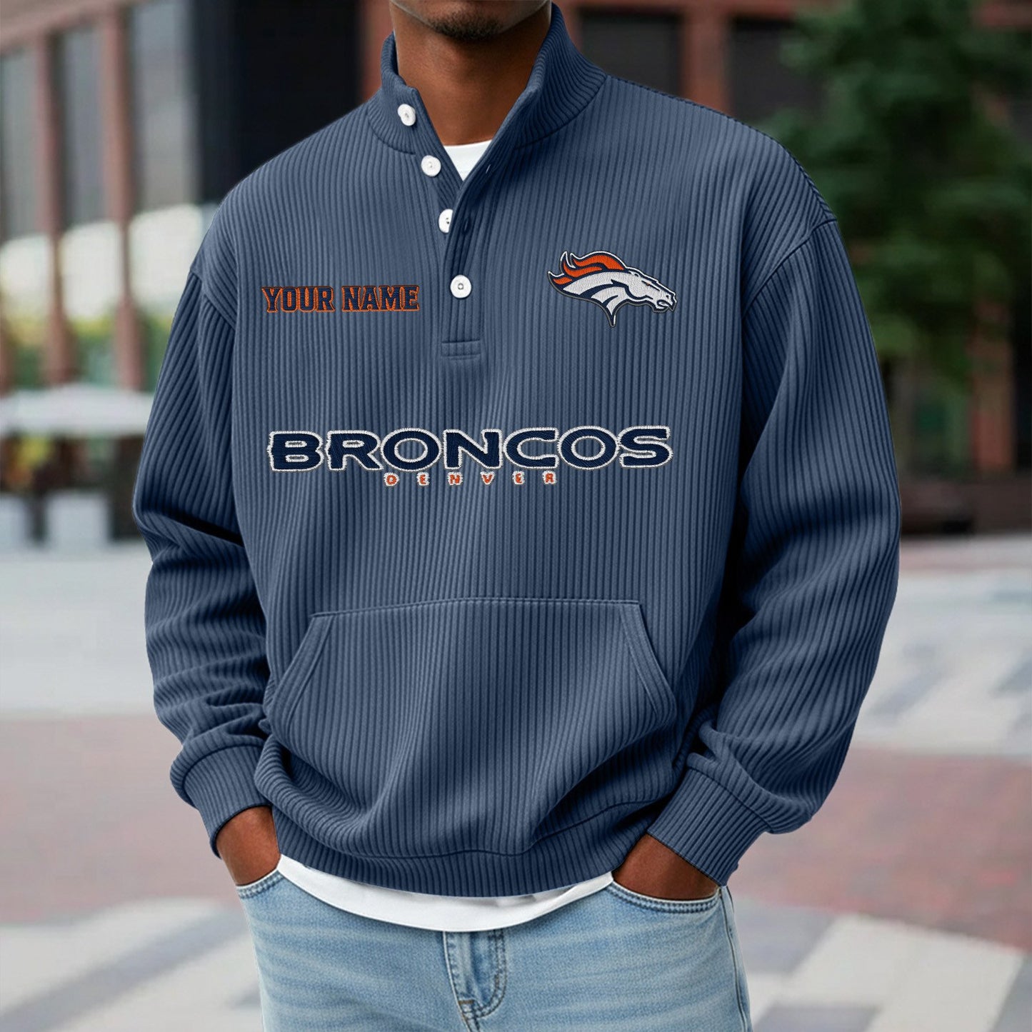 DEN x NFL Waffle High Neck Long Sleeved Sweatshirt DATND TANTD 221125