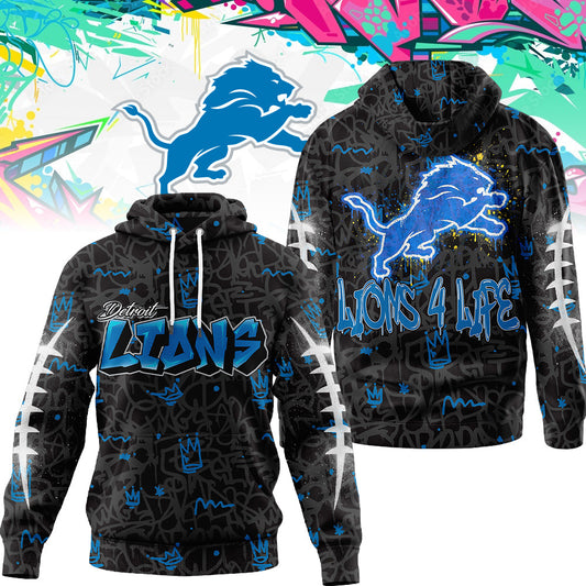 DET Premium NFL Special Graffiti My Team 4 Life Hoodie DatND DVT