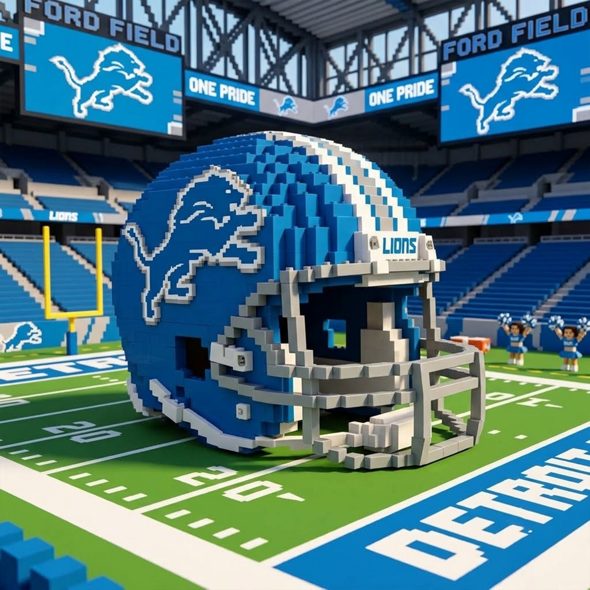 DET X Custom NFL Game Day Football Helmet Building Block Set