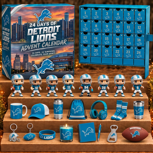 DET X NFL Personalized 24 Days Of American Football Advent Calendar Blink Box