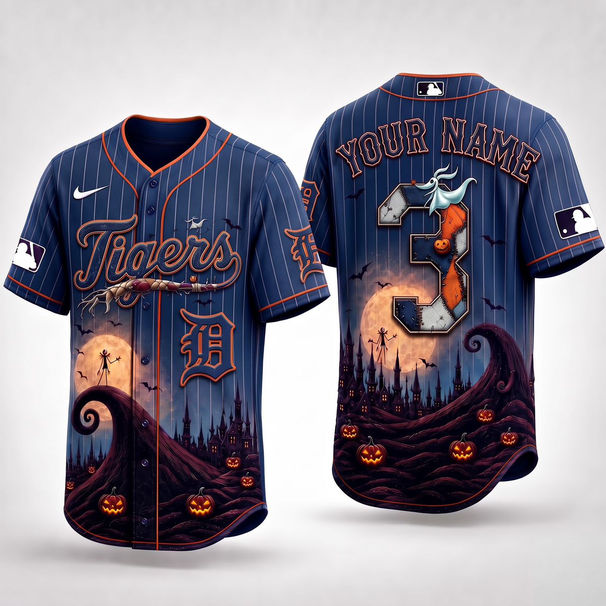 DET X Premium MLB Haunted Moon Halloween Baseball Jersey