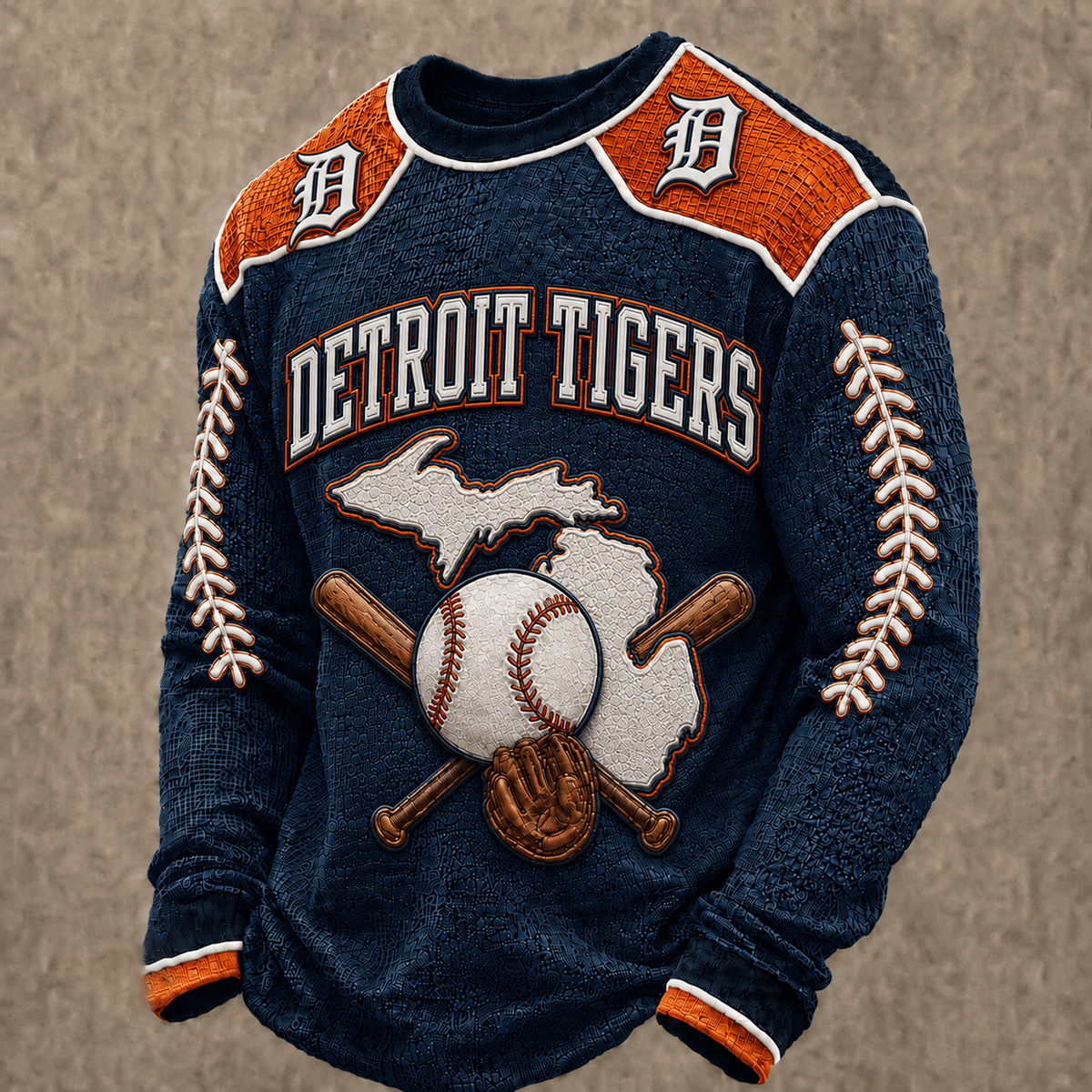 DET X Premium MLB Vintage Baseball Stitch Sweatshirt