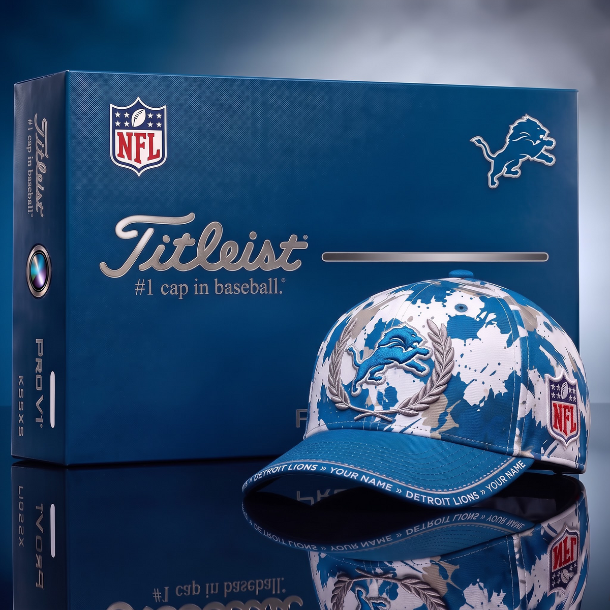 DET X Premium NFL Titleist Baseball Cap with Gift Box