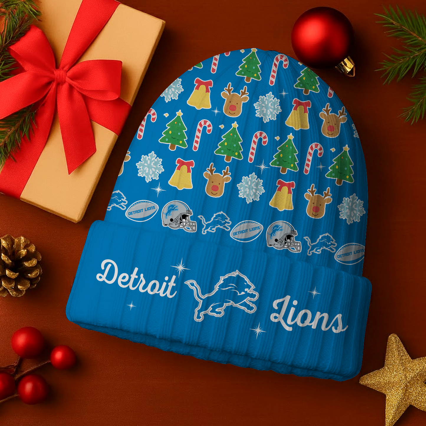 DET x NFL Christmas Beanie DatND DVT