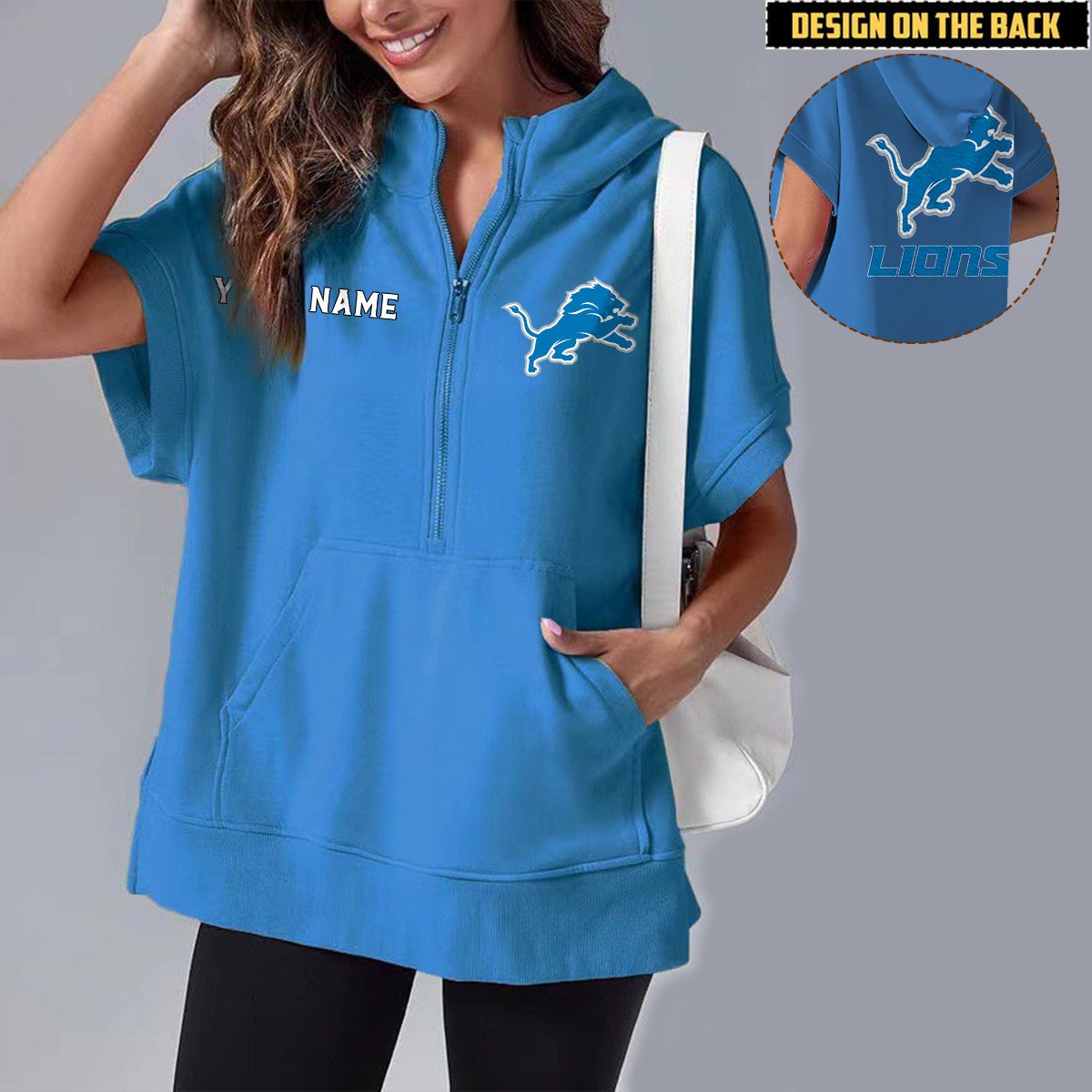 DET x NFL Short Sleeve Zip Hoodie DATND TANTD