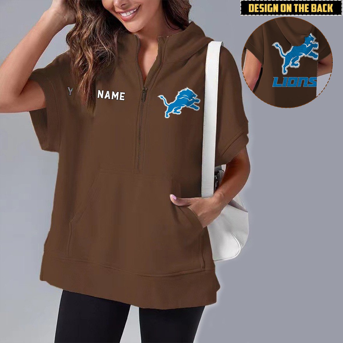 DET x NFL Short Sleeve Zip Hoodie DATND TANTD