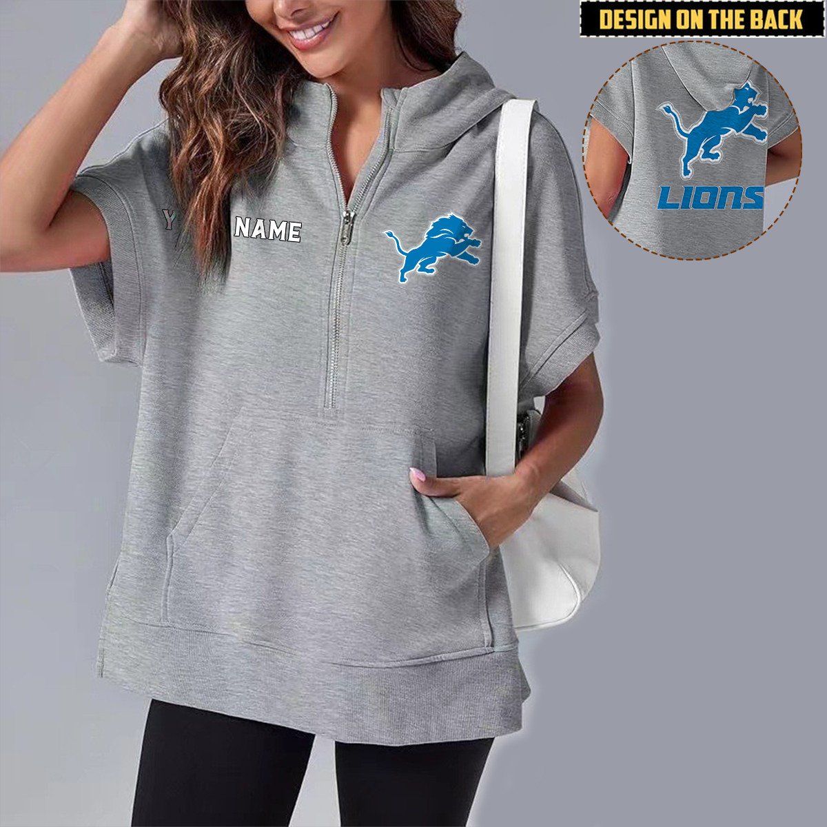 DET x NFL Short Sleeve Zip Hoodie DATND TANTD