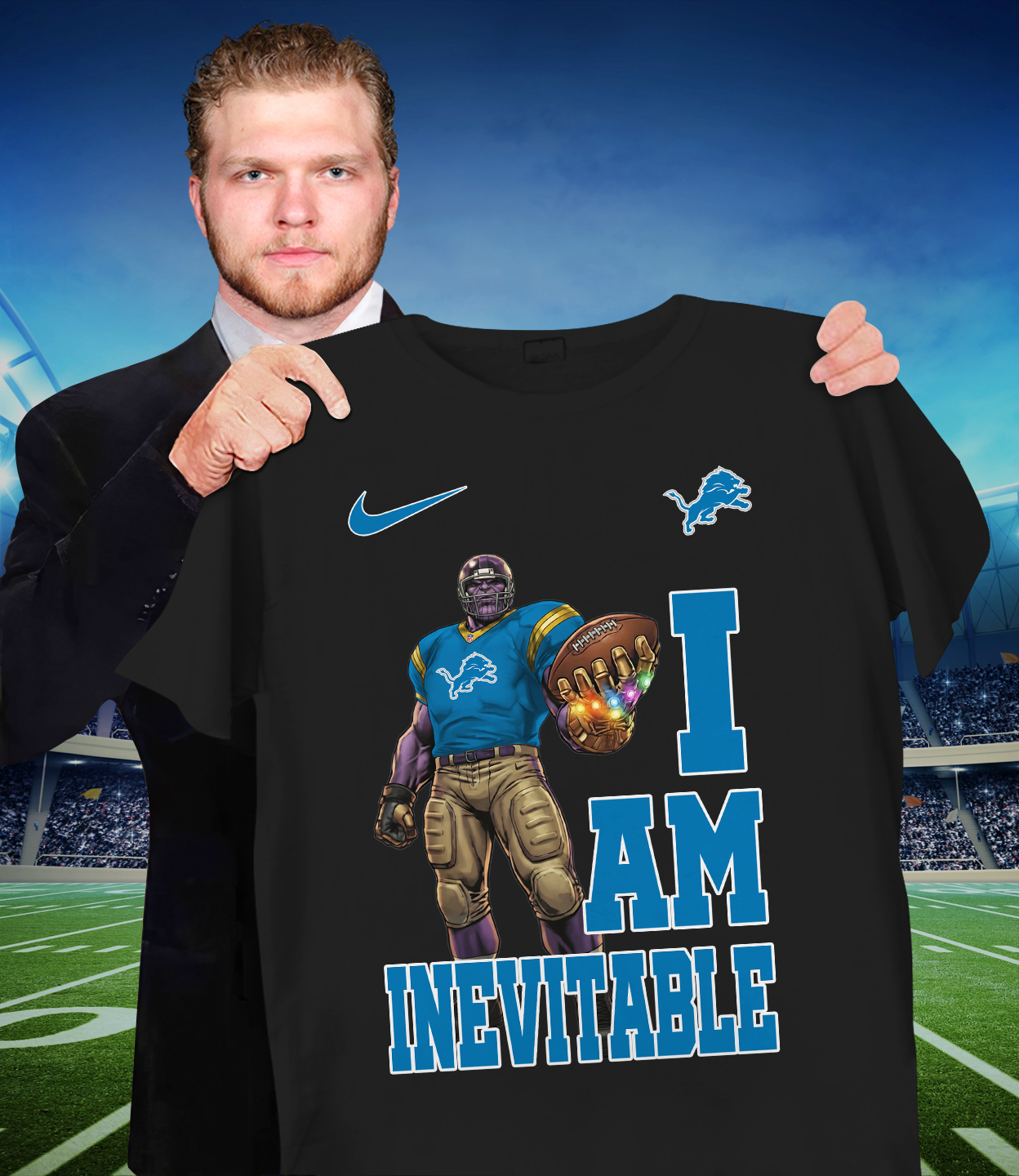 DET x NFL Thanos I Am Inevitable T-Shirt DATND TANTD