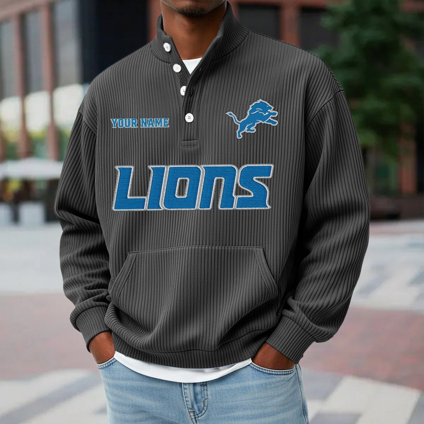 DET x NFL Waffle High Neck Long Sleeved Sweatshirt DATND TANTD 221125