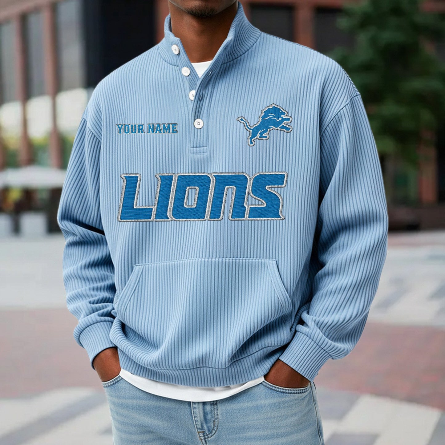 DET x NFL Waffle High Neck Long Sleeved Sweatshirt DATND TANTD 221125