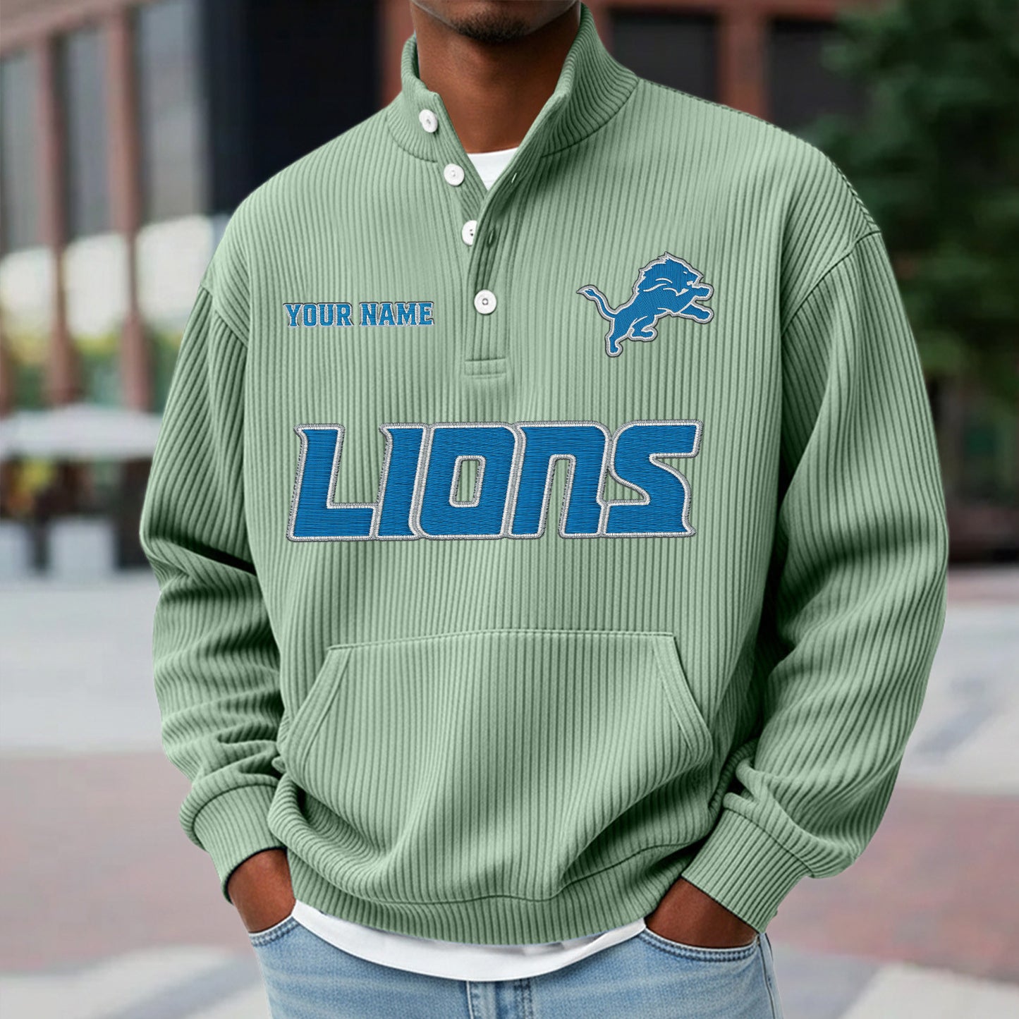 DET x NFL Waffle High Neck Long Sleeved Sweatshirt DATND TANTD 221125