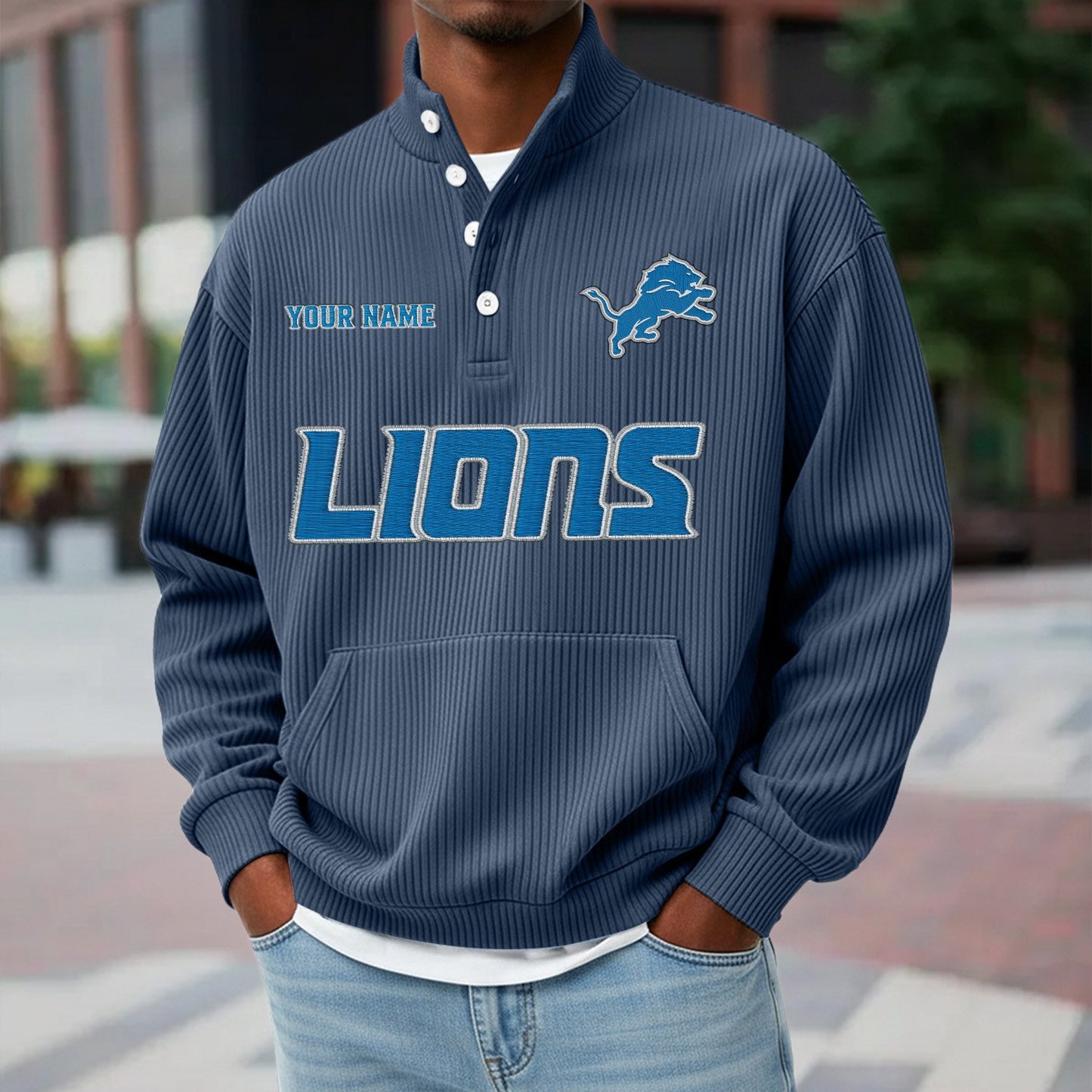 DET x NFL Waffle High Neck Long Sleeved Sweatshirt DATND TANTD 221125