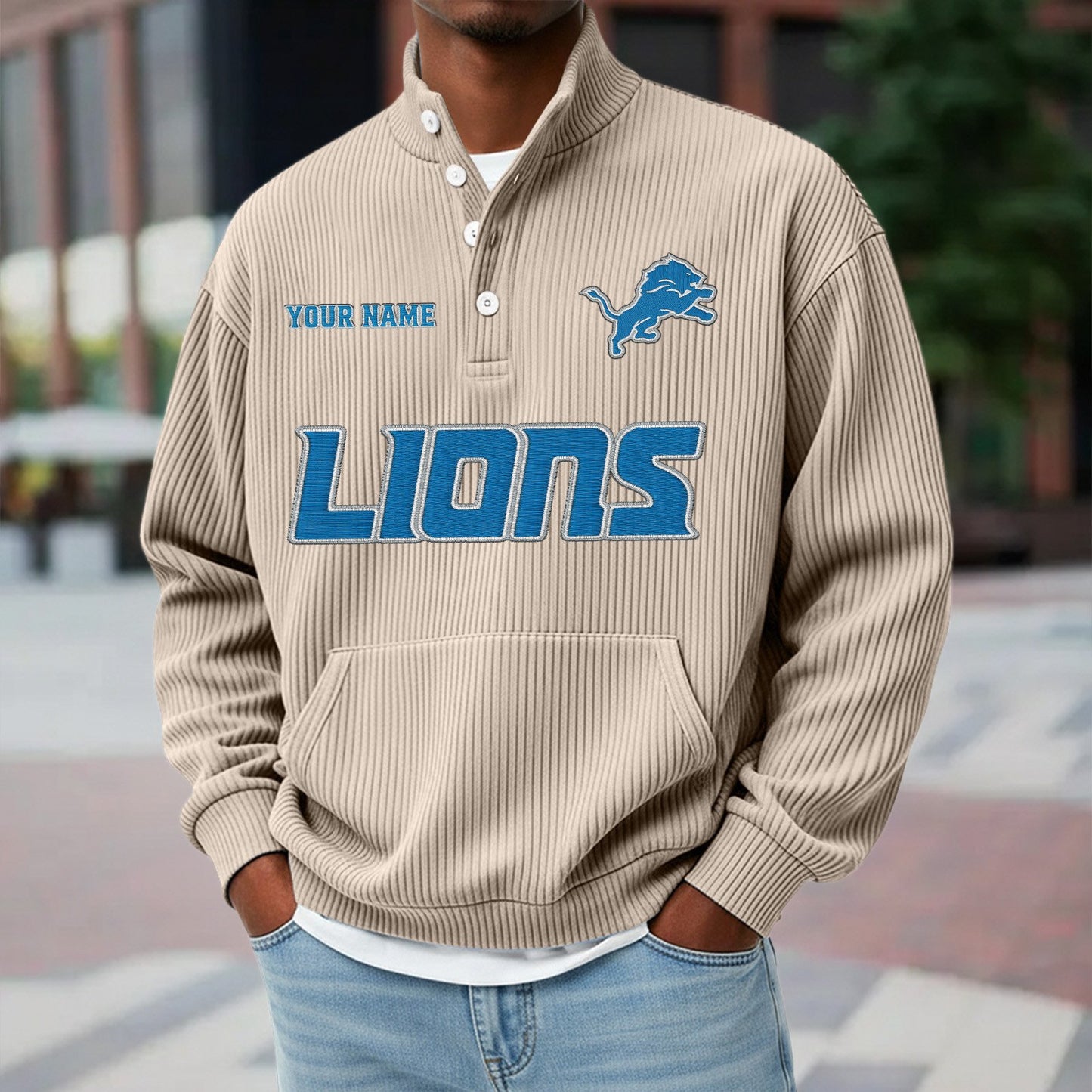 DET x NFL Waffle High Neck Long Sleeved Sweatshirt DATND TANTD 221125