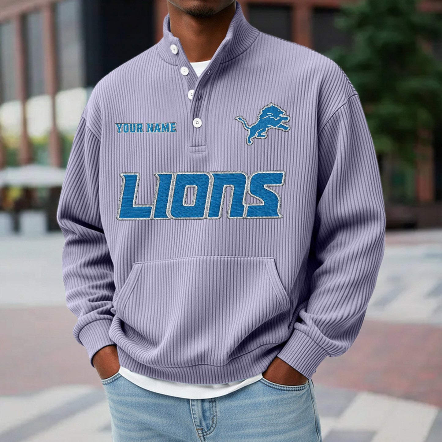 DET x NFL Waffle High Neck Long Sleeved Sweatshirt DATND TANTD 221125