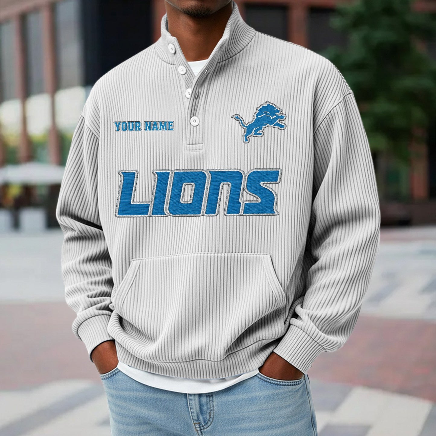 DET x NFL Waffle High Neck Long Sleeved Sweatshirt DATND TANTD 221125