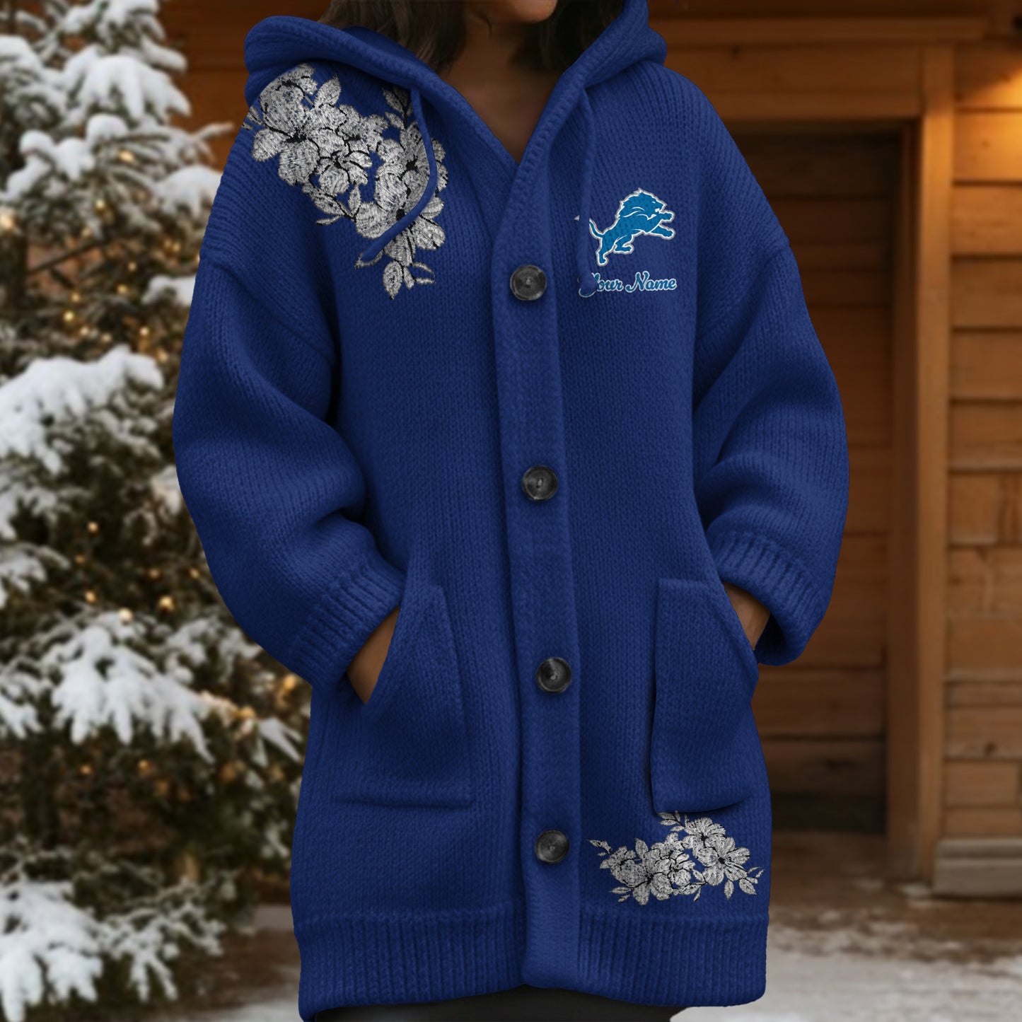 DET x NFL Women's Casual Knitted Hooded Cardigan DATND TANTD 211125