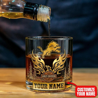 DL Premium NFL Motorcycle Personalized Whiskey Glass DDT NTL