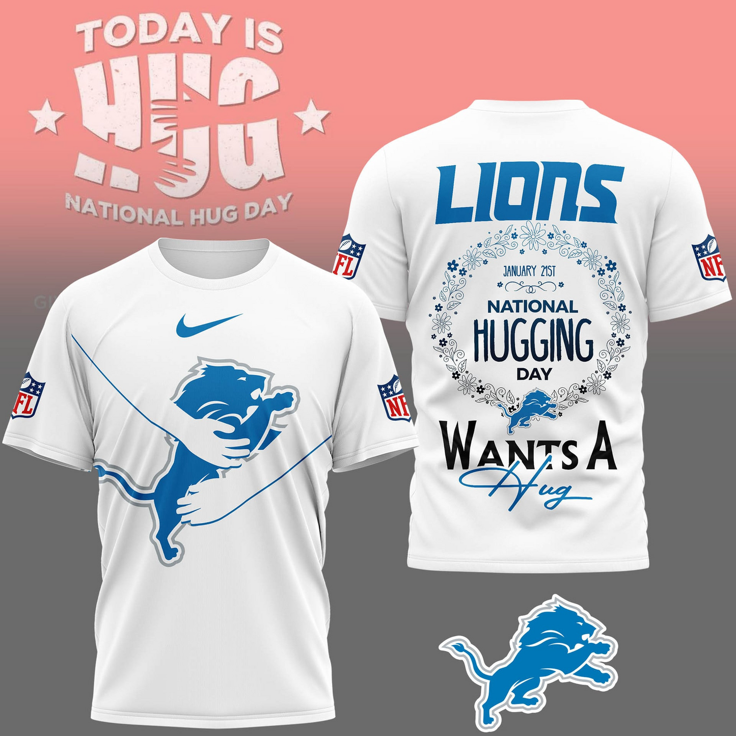 DL Premium NFL National Hugging Day 3D Shirt DDT NTL