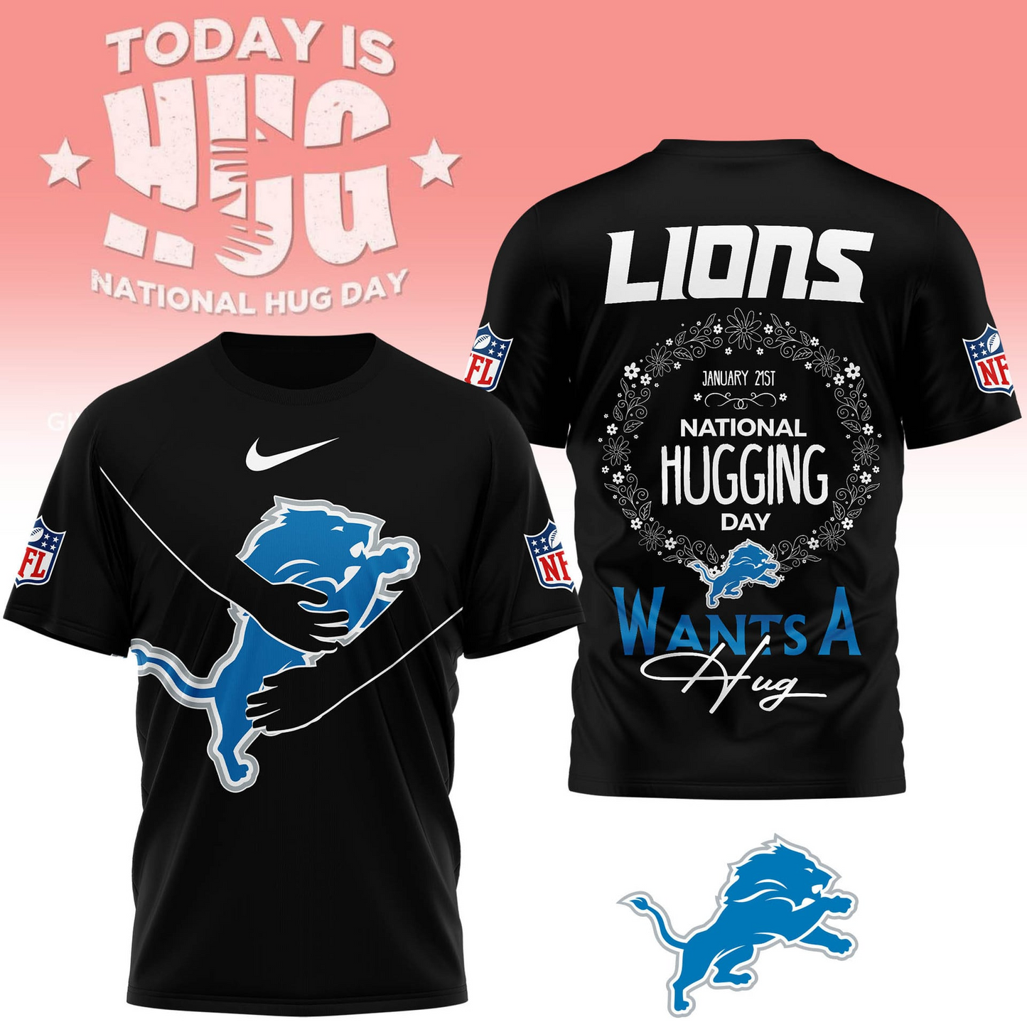 DL Premium NFL National Hugging Day 3D Shirt DDT NTL