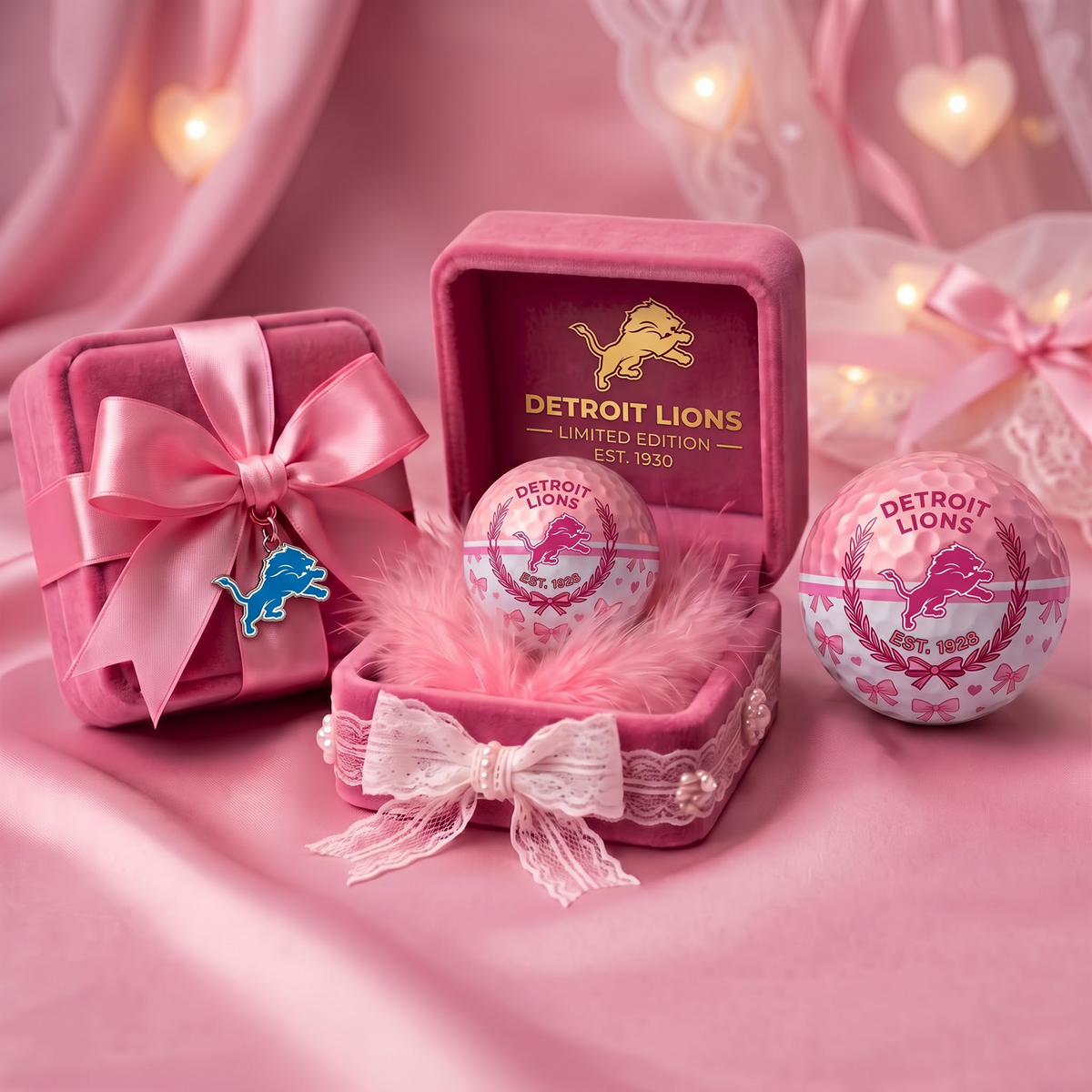 DL x NFL Coquette Pink Velvet Golf Ball Gift Set