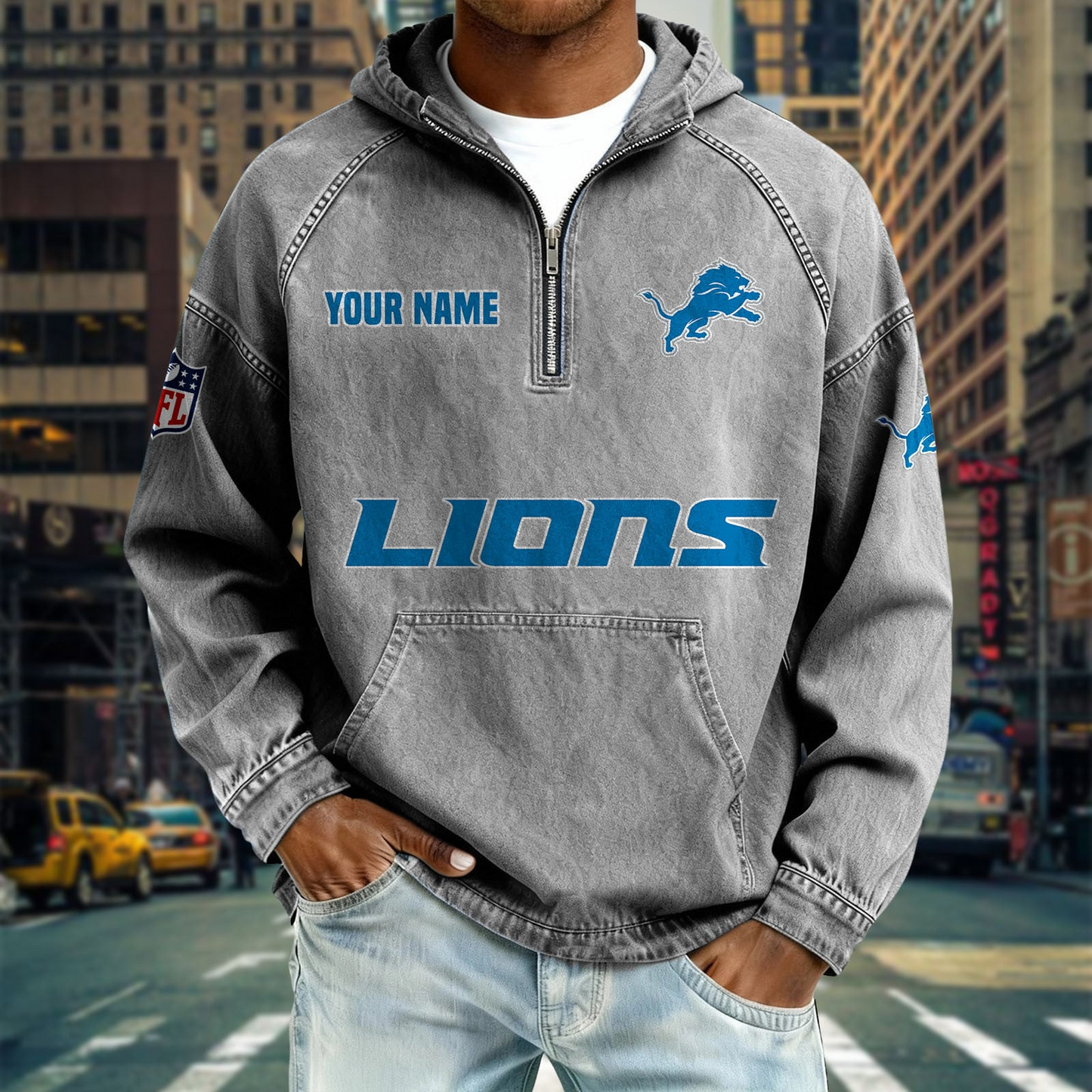 DL x NFL Denim Long - Sleeved Hooded Sweatshirt DDT NTL