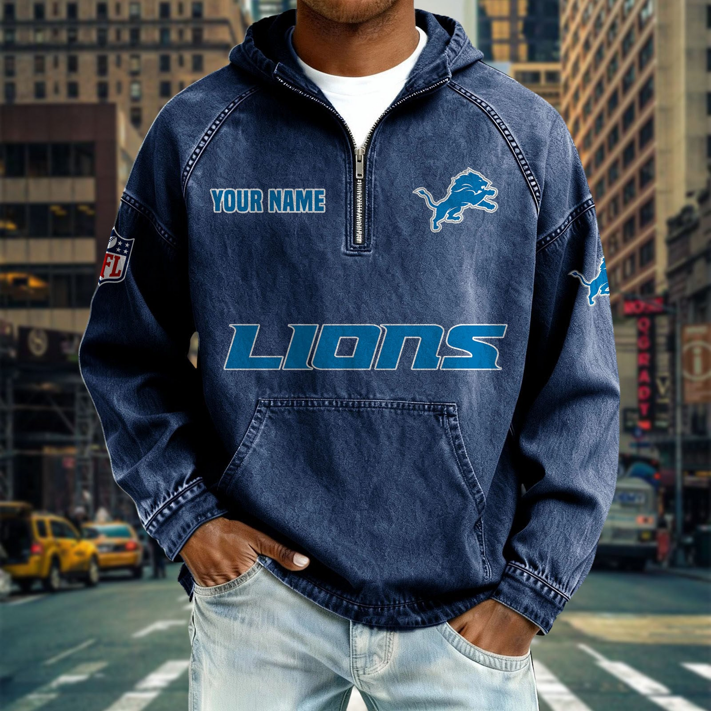 DL x NFL Denim Long - Sleeved Hooded Sweatshirt DDT NTL