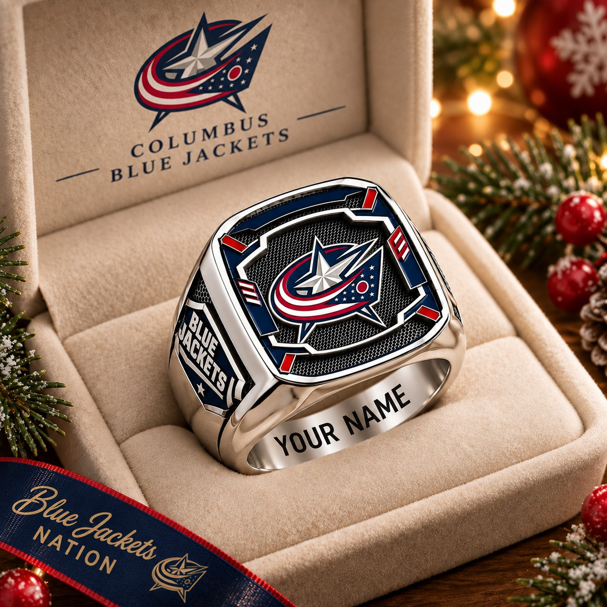 Exclusive NHL x CBJ Personalized Name Ring