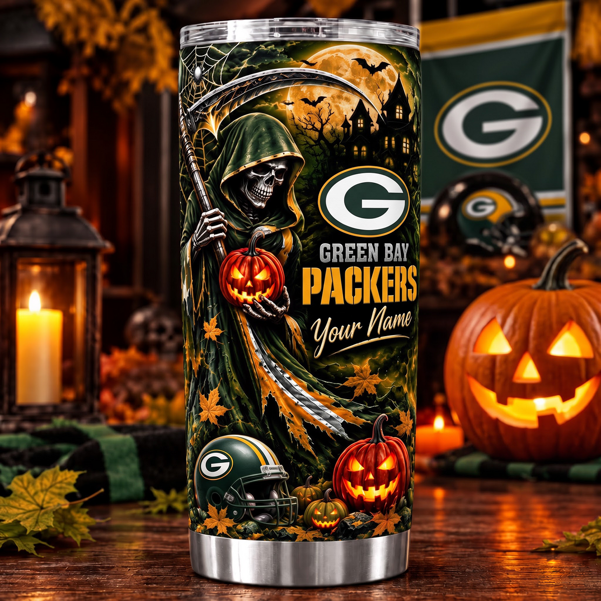 GB X NFL Halloween Horror Tumbler – Personalized Your Name Edition