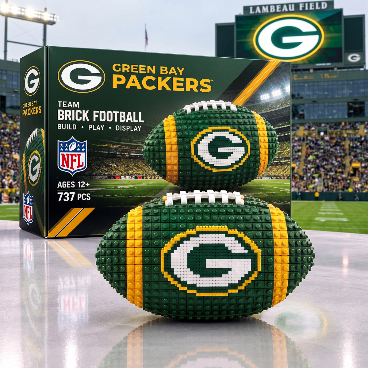 GB X NFL Team Brick Football Building Set – 3D Bricks Collector Model