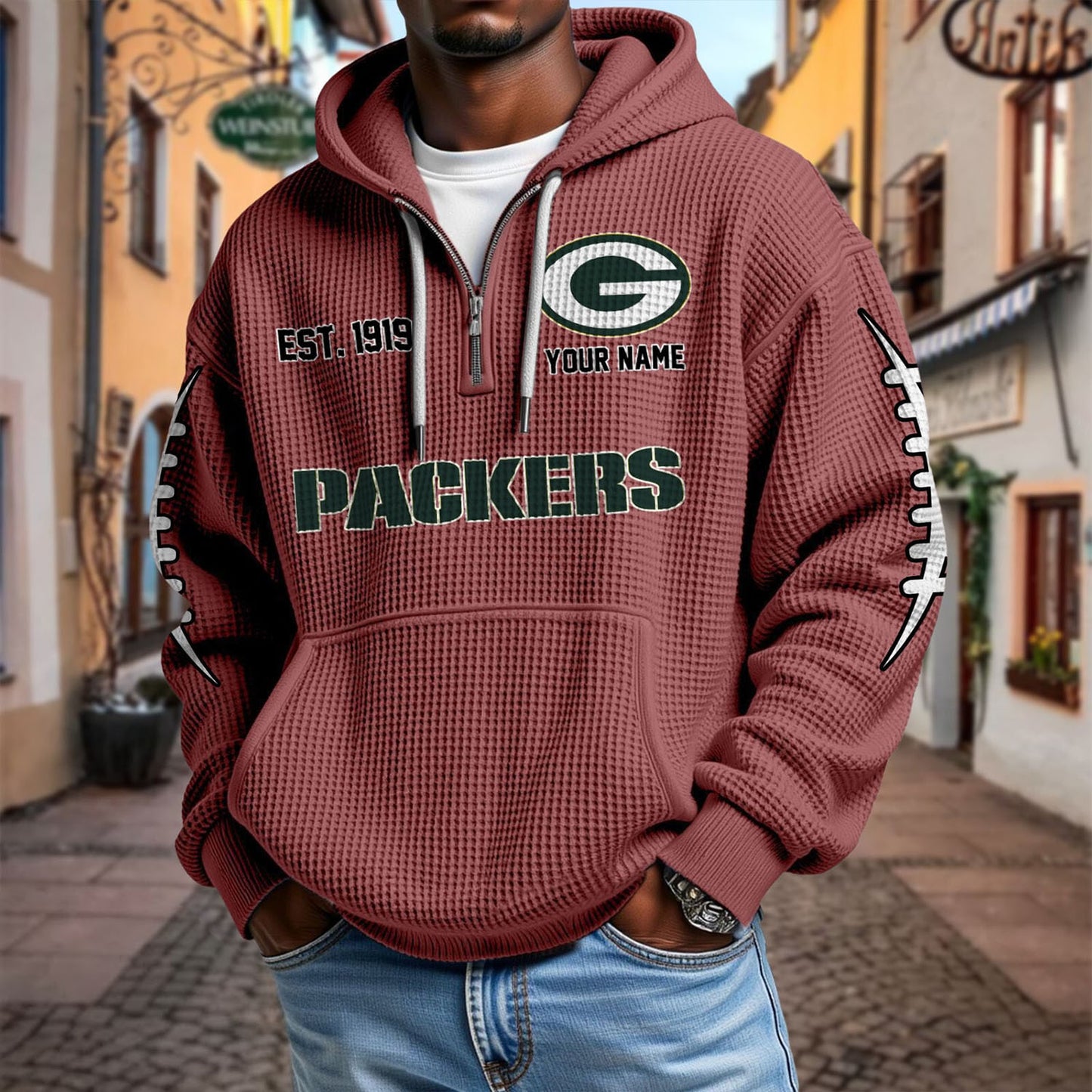 GB x NFL Waffle Hoodie DatND DVT