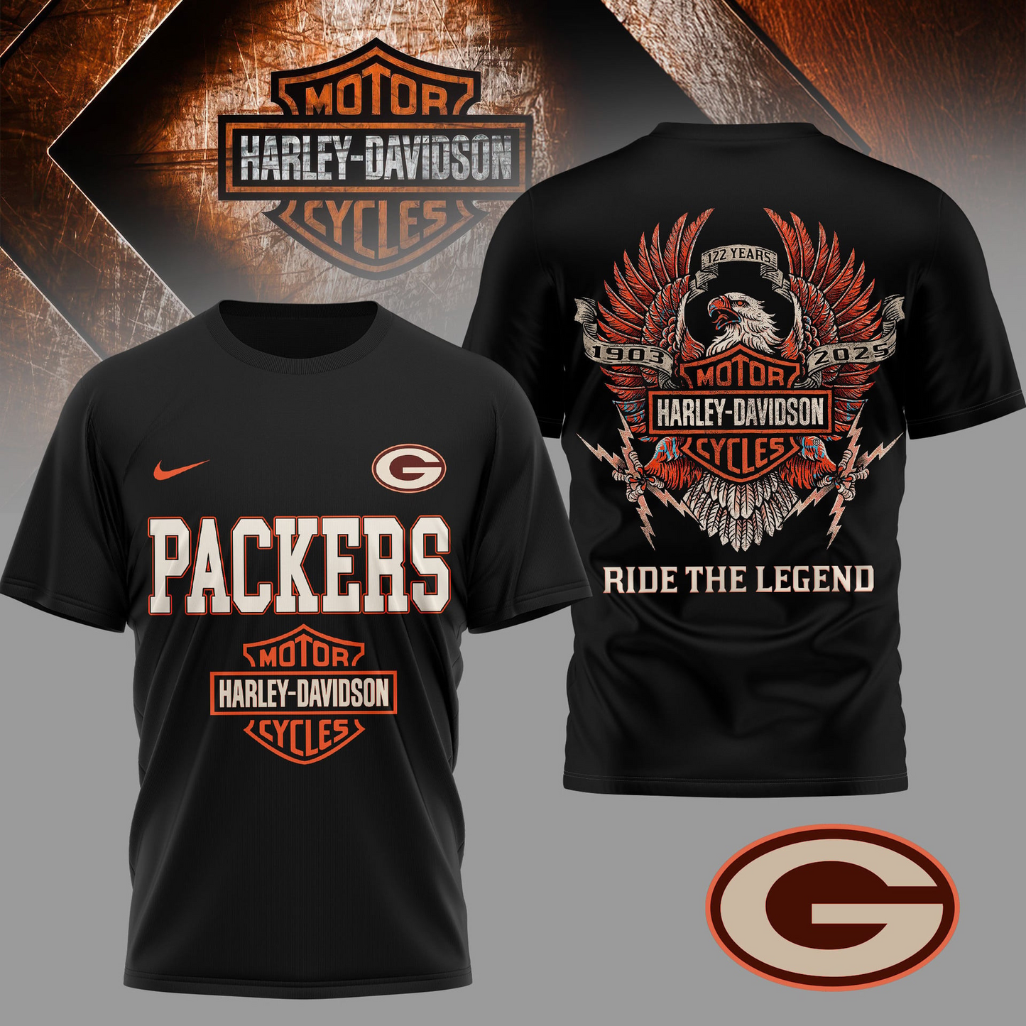 GBP Premium NFL 122 Year Motorcycle 3D Shirt DDT NTL