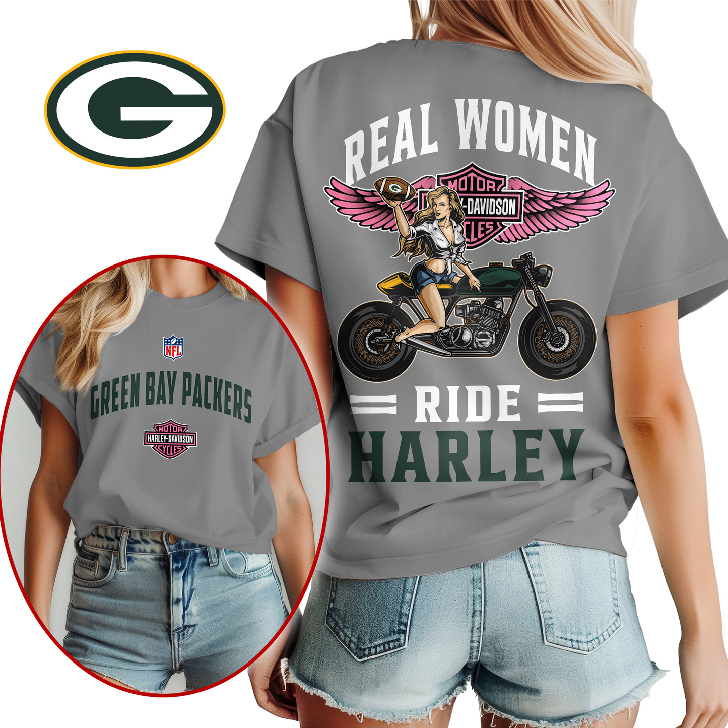 GBP Premium NFL Real Women Ride Harley 3D Shirt DDT CTND