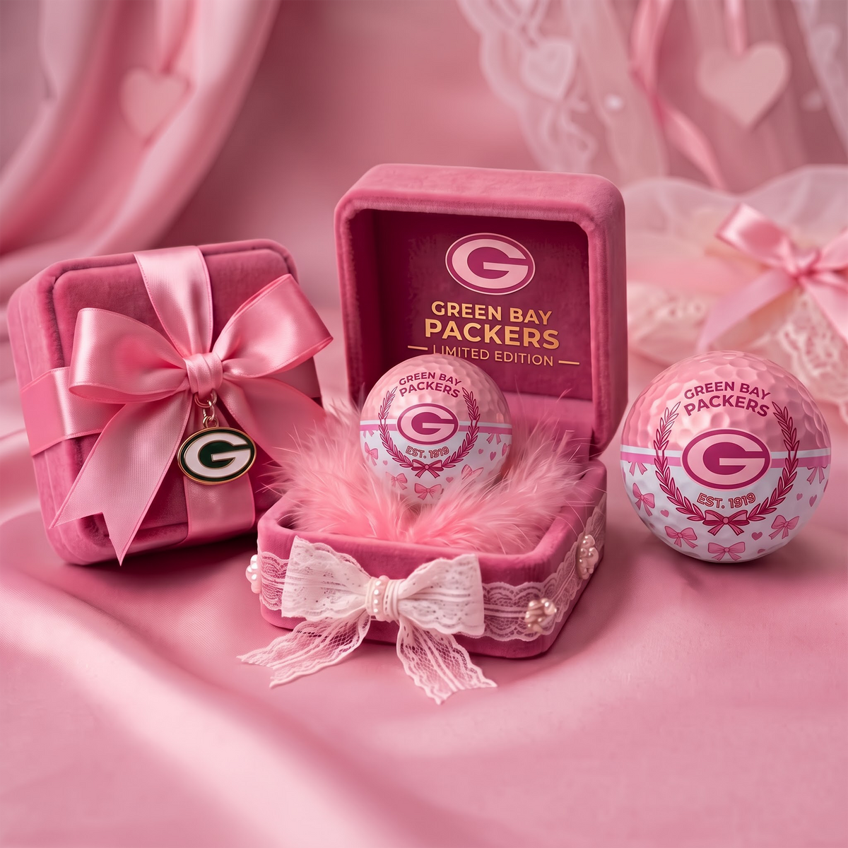 GBP x NFL Coquette Pink Velvet Golf Ball Gift Set