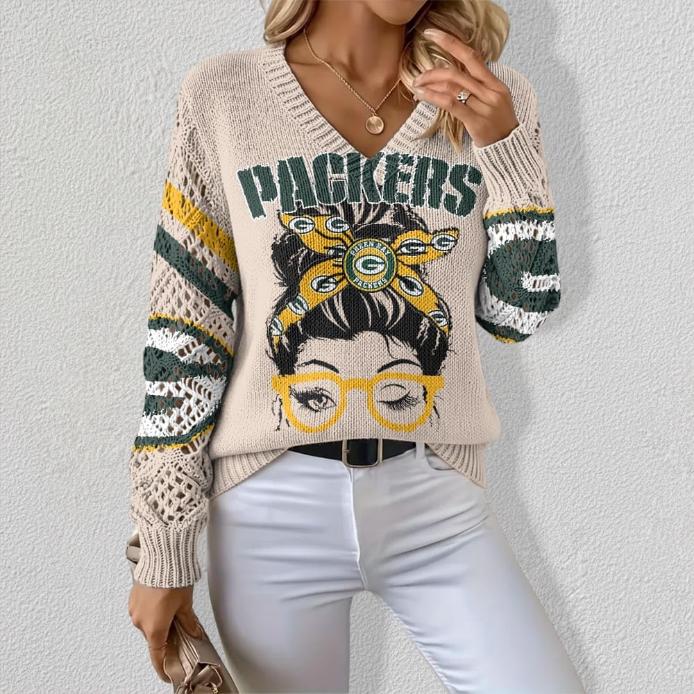 GBP x NFL Crochet Sleeve V-Neck Sweater V2 DDT HLPHUONG