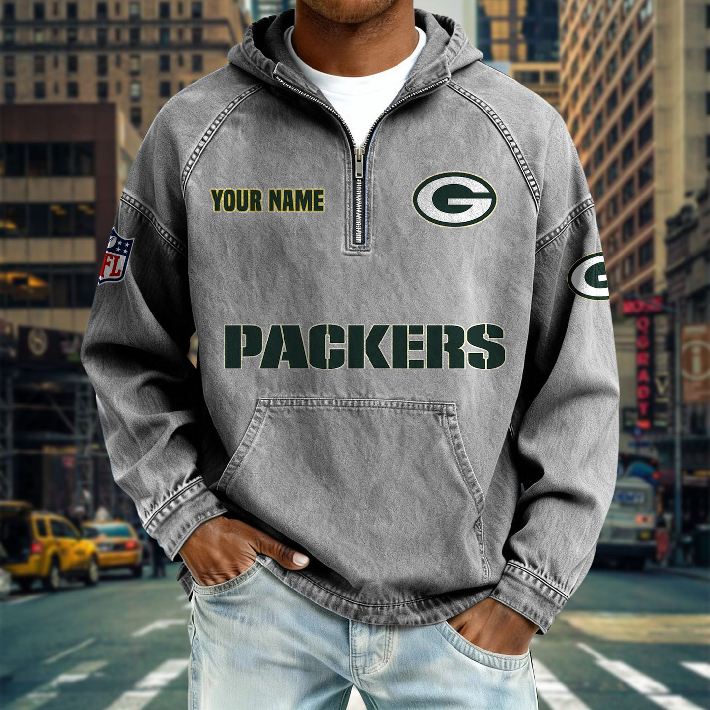 GBP x NFL Denim Long - Sleeved Hooded Sweatshirt DDT NTL