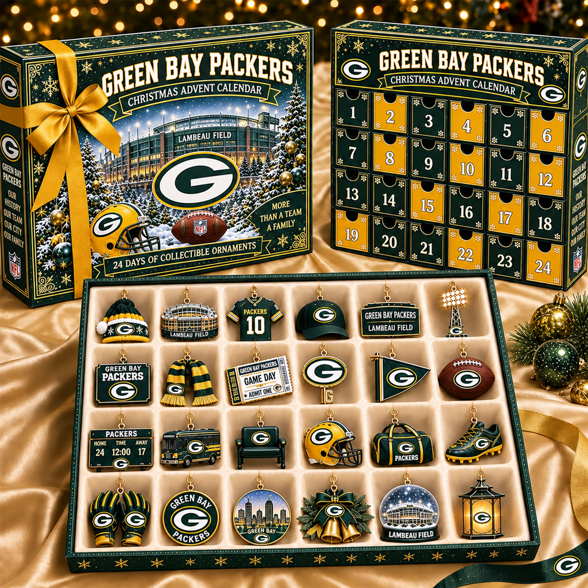 GBP x NFL Team Christmas Advent Calendar Box - 24 Days Countdown Tree Ornaments Gift Set 2809 NAK TTT