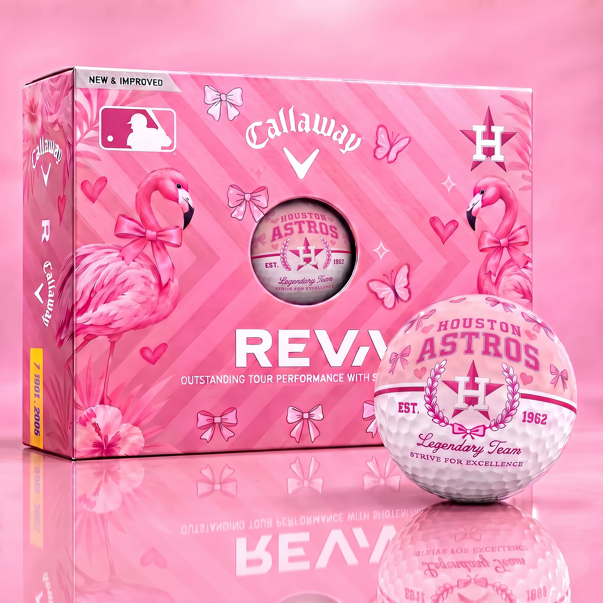 HA x Custom MLB Pink Coquette Ladies Golf Balls
