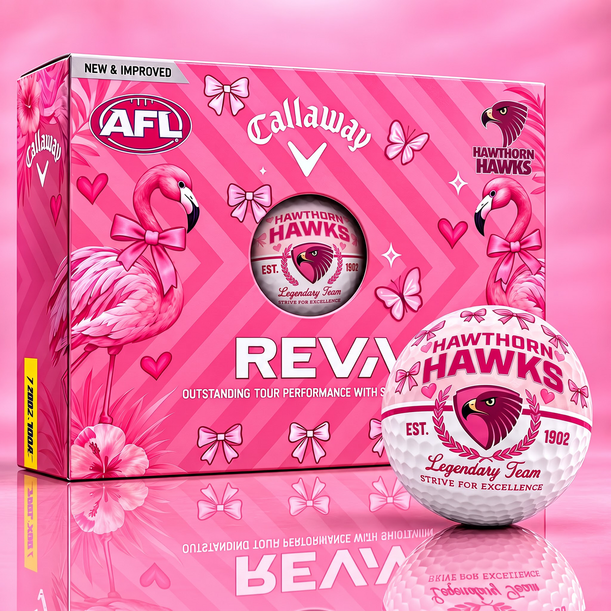HAW X Custom AFL Pink Coquette Ladies Golf Balls