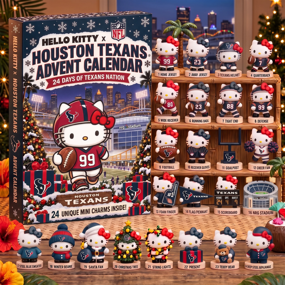 HOU X Hello Kitty x NFL Christmas Advent Calendar - 24 Days Mini Figure Gift Set